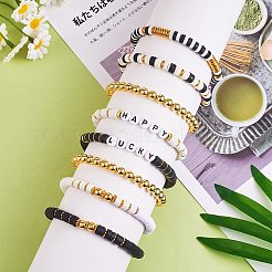 Handmade Polymer Clay Heishi Beads Stretch Bracelets Set&nbsp;BJEW-PH01484