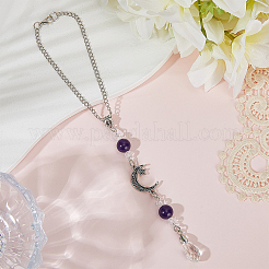 Natural Amethyst & Alloy Pendant Decorations&nbsp;HJEW-WH20009-03A