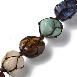 7 Chakra Nuggets Natural Gemstone Pouch Pendant Decoration&nbsp;HJEW-H060-01