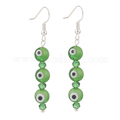 7 Pairs 7 Color Lampwork Evil Eye & Glass Beaded Dangle Earrings&nbsp;EJEW-JE05086