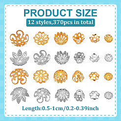 370Pcs 12 Styles Iron Bead Caps Sets&nbsp;IFIN-ME0001-01