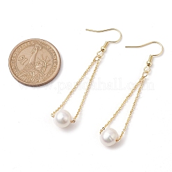Natural Cultured Freshwater Pearl Beads with Brass Dangle Earrings&nbsp;X-EJEW-JE05757