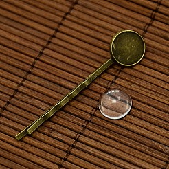 12mm Transparent Clear Domed Glass Cabochon Cover for Iron Hair Bobby Pin DIY Making&nbsp;DIY-X0071-NF