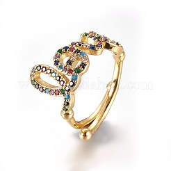Adjustable Brass Micro Pave Cubic Zirconia Finger Rings&nbsp;LS-RJEW-L086-04G