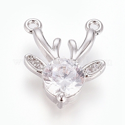 Christmas Brass Micro Pave Cubic Zirconia Pendants&nbsp;ZIRC-G166-03
