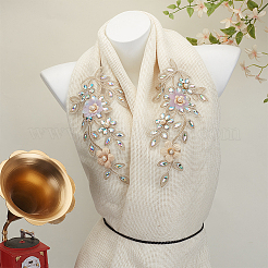 1Pair Polyester & Glass Lace Cloth Patches&nbsp;DIY-FG0008-25
