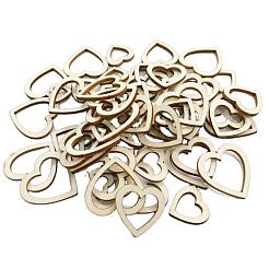 Unfinished Wood Heart Shape Discs Slices&nbsp;WOCR-PW0001-014C