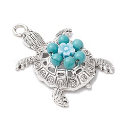 Synthetic Turquoise & Acrylic Beaded Flower Sea Animal Pendants&nbsp;PALLOY-JF03830