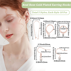 50Pcs 5 Styles Brass & 304 Stainless Steel Earring Findings&nbsp;FIND-BBC0004-65