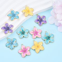 10Pcs 5 Colors Rack Plating Alloy Enamel Pendants&nbsp;ENAM-YW0004-73