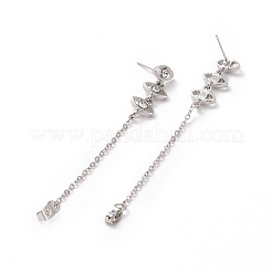 Crystal Rhinestone Horse Eye Hanging Chain Dangle Stud Earrings&nbsp;LS-EJEW-A078-01P