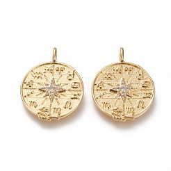 Brass Micro Pave Clear Cubic Zirconia Pendants&nbsp;ZIRC-L091-057G
