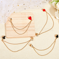 4Pcs 4 Styles Playing Card Theme Alloy Enamel Hanging Chain Brooch&nbsp;JEWB-CA0001-45