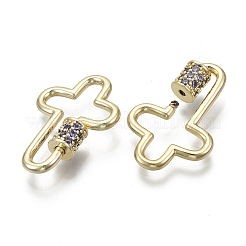 Brass Micro Pave Cubic Zirconia Screw Carabiner Lock Charms&nbsp;KK-R136-070F-NF