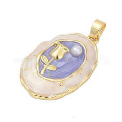 Brass Enamel Pendants&nbsp;KK-U068-13F-01G