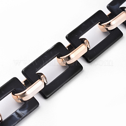 Imitation Gemstone Style Acrylic Handmade Rectangle Link Chains&nbsp;X-AJEW-JB00518-02
