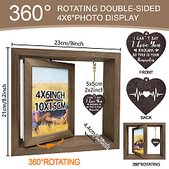 Double Sided Wooden Rotating Photo Frames with DIY Word Heart Charm&nbsp;DJEW-WH0076-006