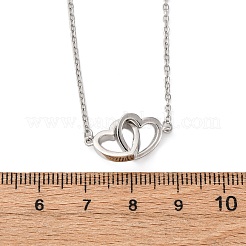Interlocking Heart Brass Micro Pave Clear Cubic Zirconia Pendant Necklaces for Women&nbsp;NJEW-M103-01P