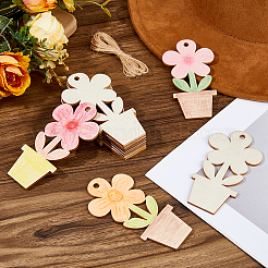 40Pcs Flower DIY Painting Materials Wood Pendants&nbsp;DIY-FH0010-96