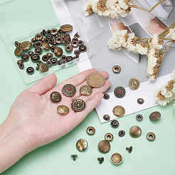 20Pcs 20 Styles Alloy & Brass Snap Buttons&nbsp;BUTT-ME0001-09