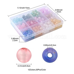 360Pcs 12 Colors Frosted Transparent Acrylic Beads&nbsp;OACR-FS0002-23