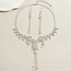 Elegant Alloy Butterfly Tassel Earrings & Necklaces Sets for Wedding&nbsp;QJ0364