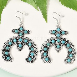 Alloy Synthetic Turquoise Dangle Earrings for Women&nbsp;LS-EJEW-U053-10AS-02