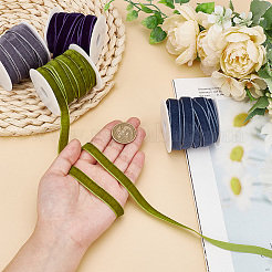 40 Yards 4 Colors Single Face Velvet Ribbon with 4Pcs Plastic Empty Spools&nbsp;SRIB-HY0001-09B
