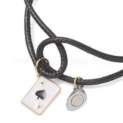2Pcs Alloy Enamel Ace of Spades Card Charm Bracelets&nbsp;BJEW-JB13424