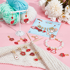 Valentine's Day Alloy Enamel Pendant Locking Stitch Markers&nbsp;HJEW-AB00606