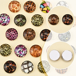60Pcs Animal Skin Printed Glass Cabochons&nbsp;GGLA-FS0001-15