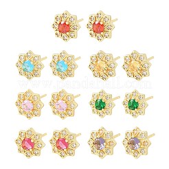 Brass Micro Pave Cubic Zirconia Stud Earrings for Women&nbsp;KK-A305-03G
