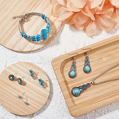 Synthetic Turquoise Pendant Necklace & Bracelet & Earrings Set&nbsp;SJEW-FI0001-15