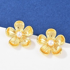 Brass Flower Stud Earrings&nbsp;EJEW-C152-07A-G