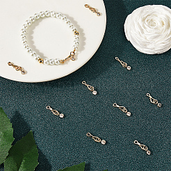 10Pcs Brass Pave Clear Cubic Zirconia Hook and S-Hook Clasps&nbsp;KK-BBC0012-47