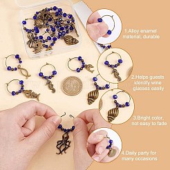 Alloy & Glass Bead Wine Glass Charms&nbsp;AJEW-GO00022