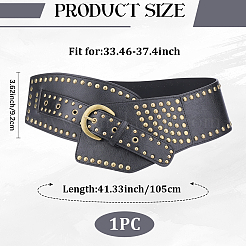 Retro Antique Bronze Alloy Rivets PU Leather Whide Waist Belts for Women&nbsp;AJEW-WH20098-075A