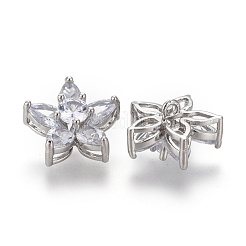 Brass Micro Pave Clear Cubic Zirconia Shank Buttons&nbsp;KK-H738-18P