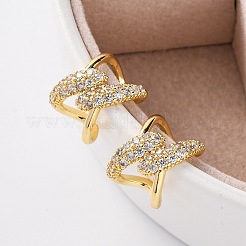 Rack Plating Brass Micro Pave Clear Cubic Zirconia Cuff Earrings&nbsp;EJEW-H147-13G