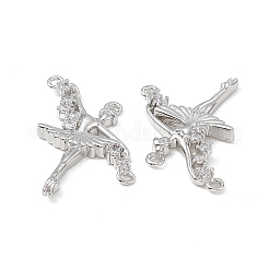 Brass Pave Clear Cubic Zirconia Connector Charms&nbsp;KK-E068-VB359