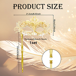 Plastic Rhinestone Masquerade Masks with Alloy Holding Stick&nbsp;AJEW-WH0270-891B