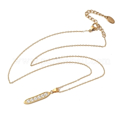 304 Stainless Steel Micro Pave Clear Cubic Zirconia Pea Pendant Necklaces for Women&nbsp;NJEW-U045-02G
