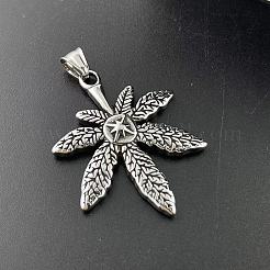 Retro Rock Punk Men's Maple Leaf 304 Stainless Steel Pendant Necklaces&nbsp;DF8186