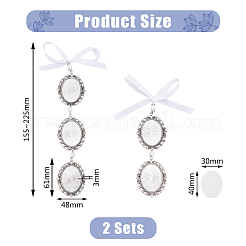 2Pcs 2 Styles Oval Alloy Pendant Decorations&nbsp;HJEW-AB00441