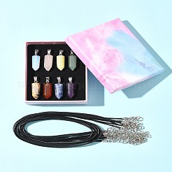 DIY Natural & Synthetic Gemstone Bullet Pendant & Waxed Cord Pendant Necklace Making Kit&nbsp;DIY-FS0008-45