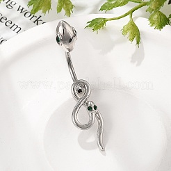 Alloy Rhinestone Snake Curved Barbell Belly Rings&nbsp;LS-AJEW-R007-03P-03