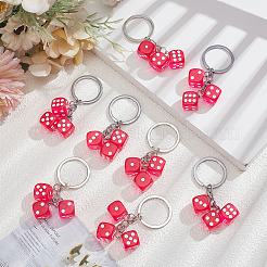 8Pcs Dice Resin Keychains&nbsp;KEYC-ME0001-03A