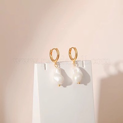 Teardrop Brass Baroque Pearl Hoop Earrings&nbsp;YP9367