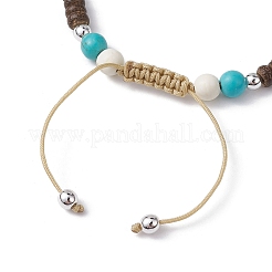 Starfish & Tortoise Synthetic Turquoise Braided Bead Bracelet&nbsp;BJEW-JB09967-02
