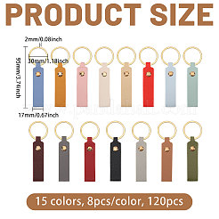 120Pcs 15 Colors PU Leather Keychains&nbsp;KEYC-GL0001-19